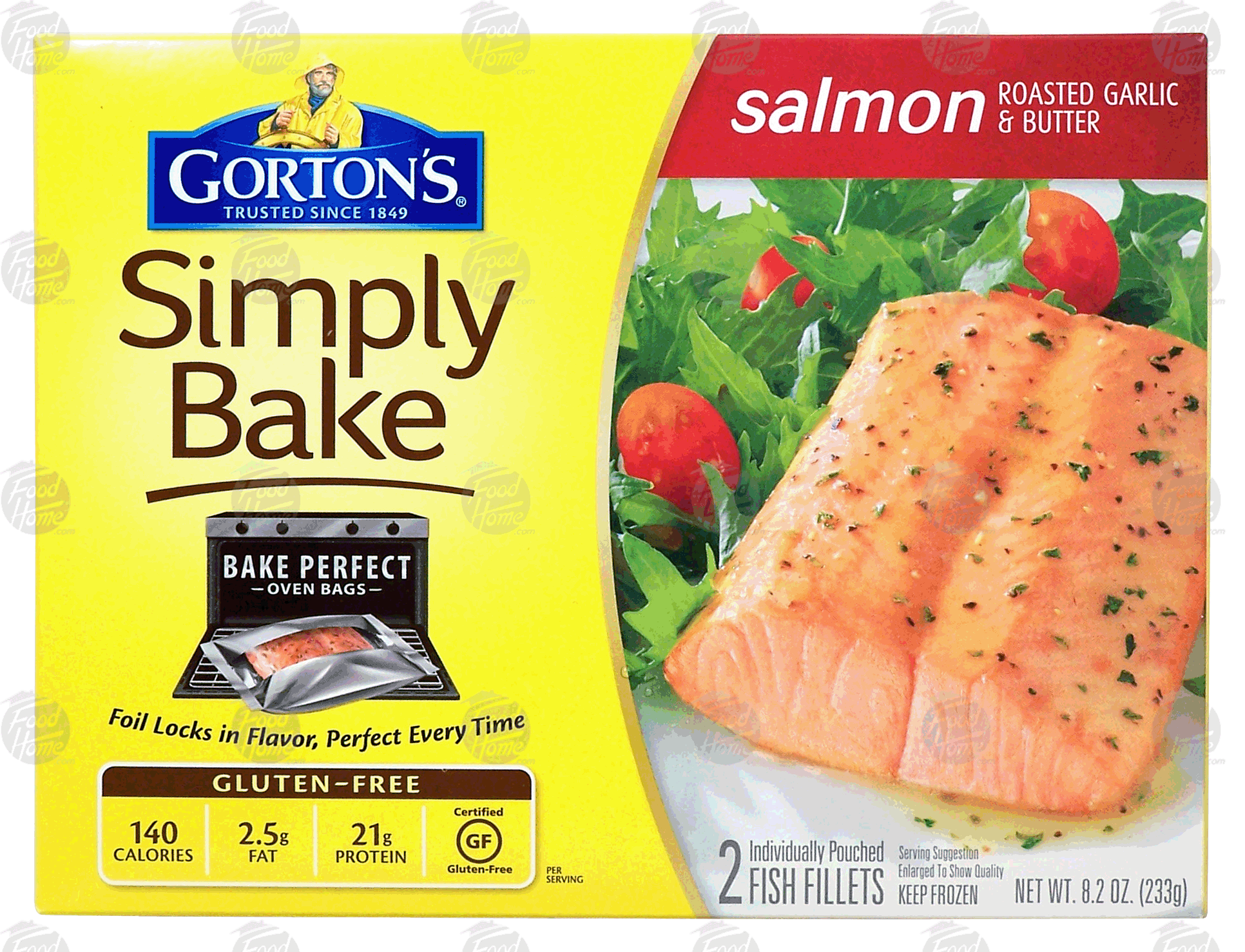 Gorton's Simply Bake roasted garlic & butter salmon, 2 fish fillets, bake perfect oven bags Full-Size Picture